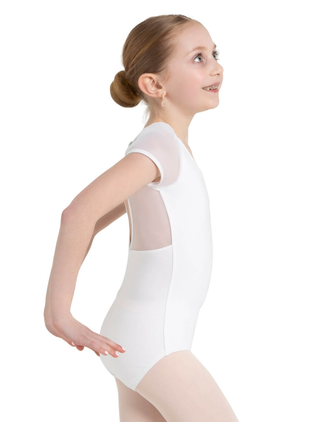 トップス Side open leotard puff-sleeve tops 61H+5usPgyL.jpg