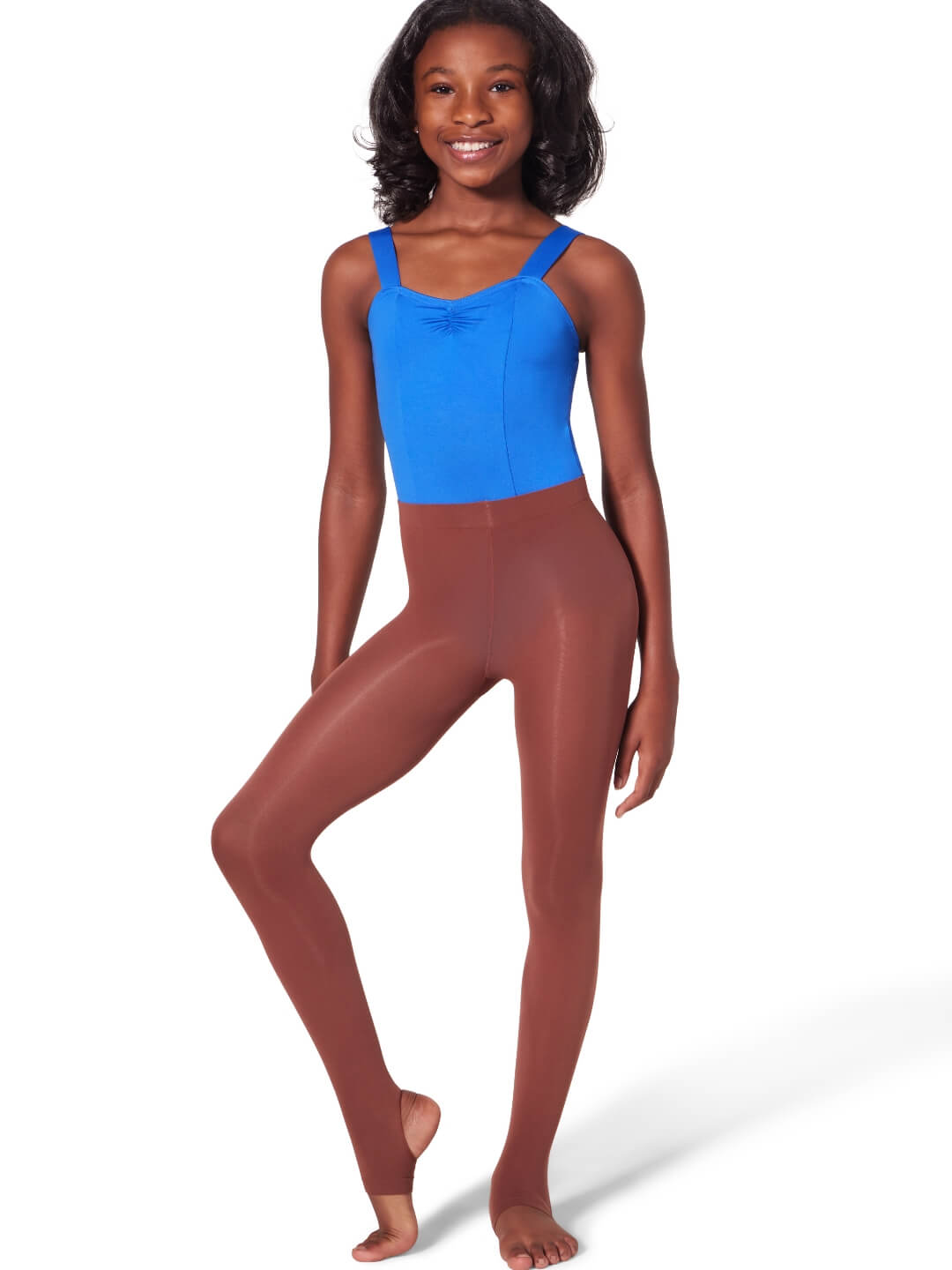 Children's Ultra Soft™ Self Knit Waistband Stirrup Tight | Capezio®