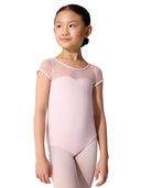 Studio Collection Mesh Yoke Short Sleeve Leotard - Girls