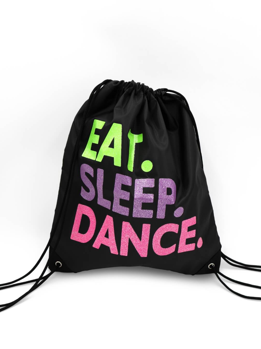 Capezio Black Eat. Sleep. Dance. Drawstring Bag One Size
