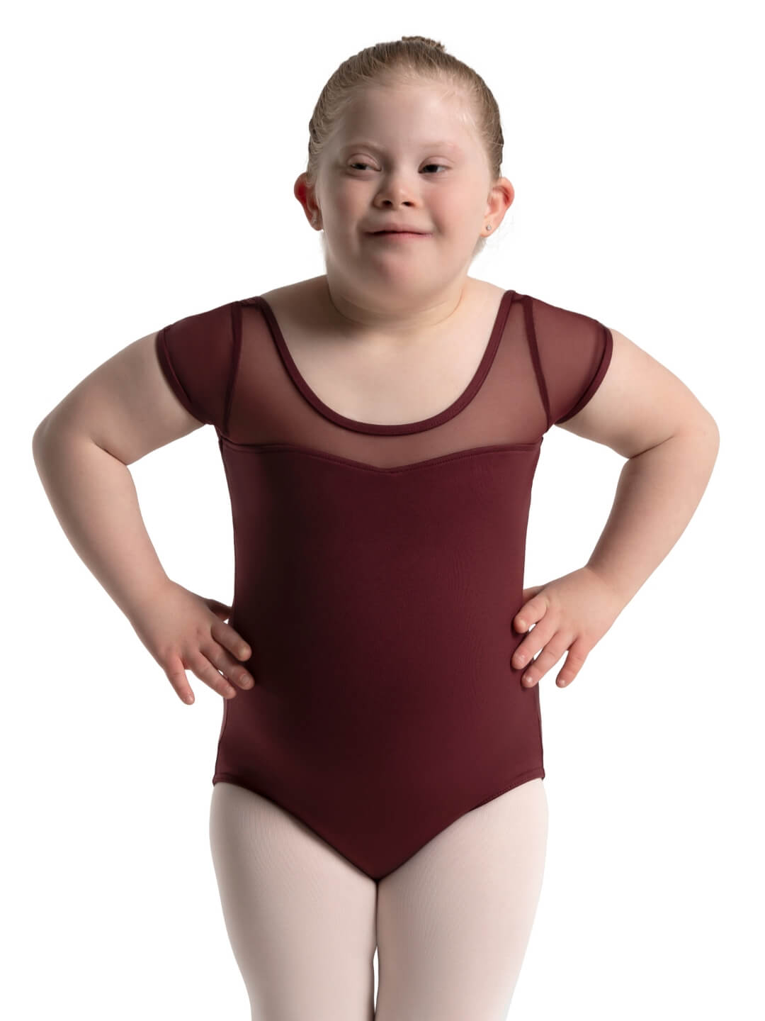 Capezio Studio Collection Mesh Yoke Short Sleeve Leotard - Girls | Capezio®