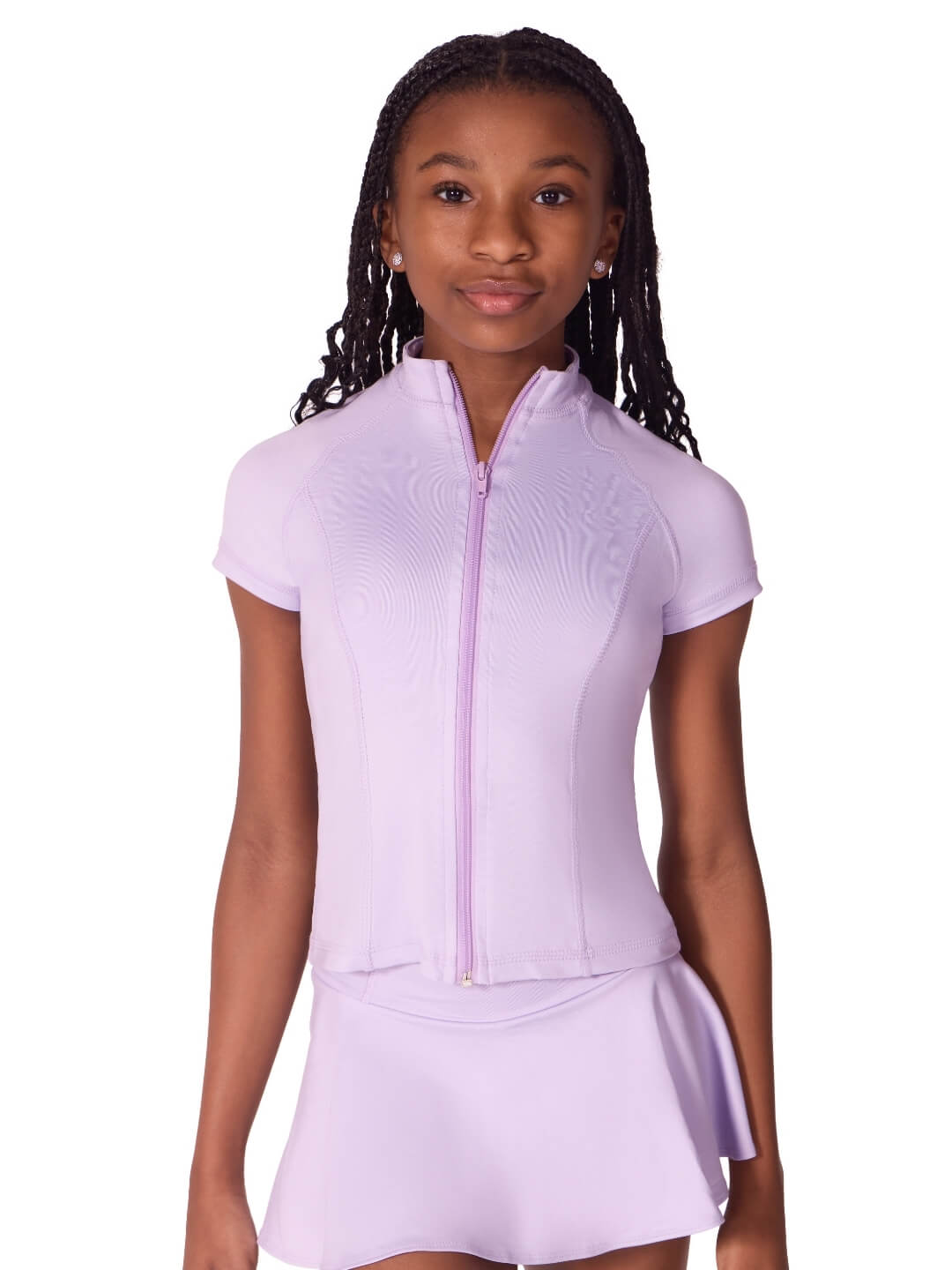 Studio Collection Short Sleeve Zip Top