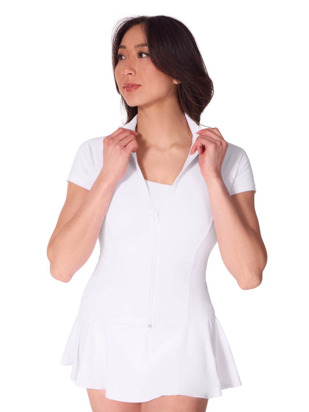 Studio Collection Short Sleeve Zip Top
