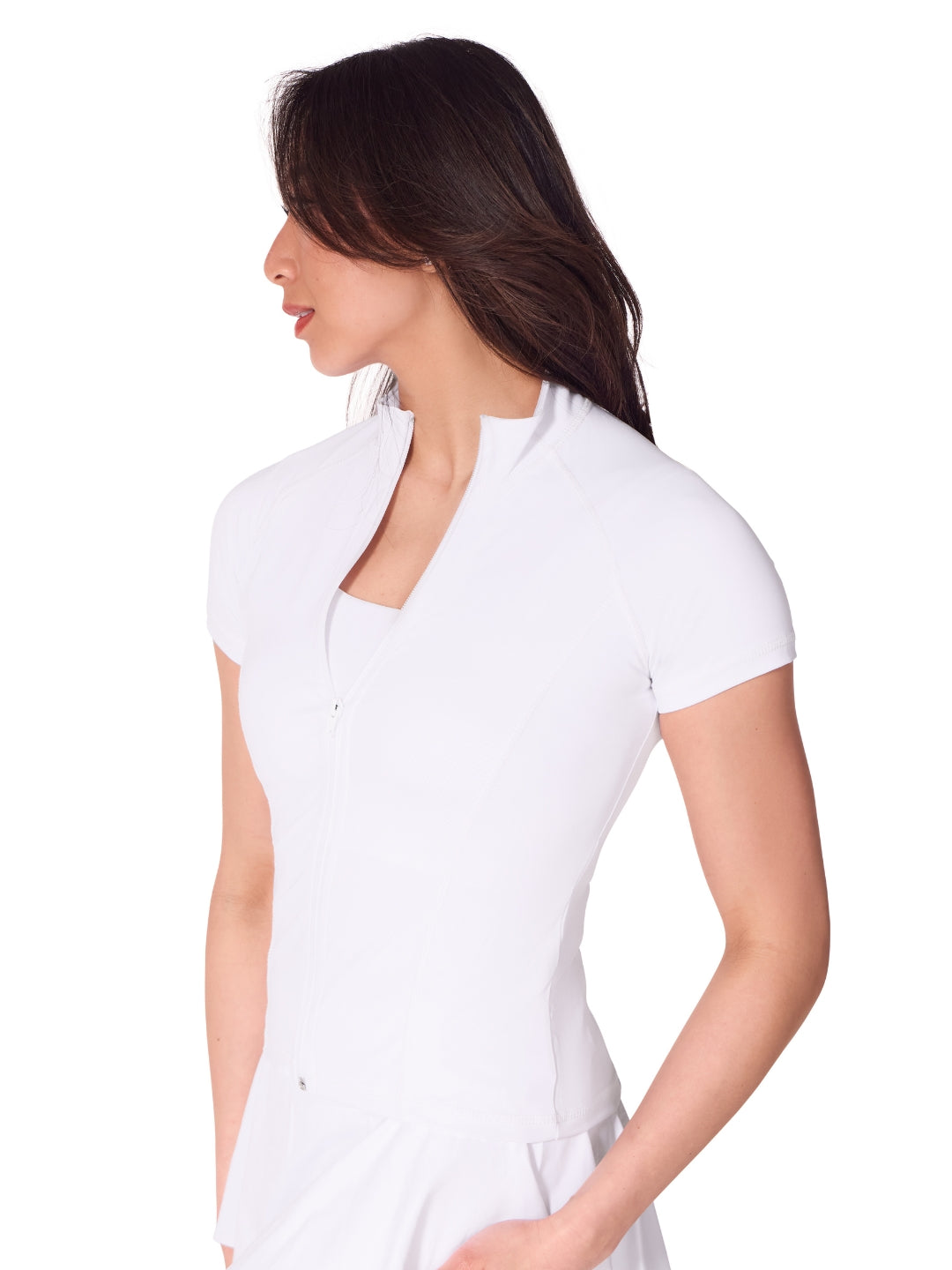 Studio Collection Short Sleeve Zip Top